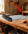 Heavy Duty Sheet Metal Hemming Tool for roofing panels and HVAC ducts in action, 15.25 inch metal bender on workbench