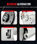 Close-up views of Beefy 140 Amp Delco 12Si One-Wire High Output Alternator 7273-12 components showing connector details.