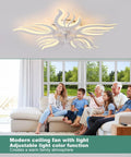 Bladeless Ceiling Fan With Remote And Lights, 27 Inch Modern Flower Shade Ceiling Fan above family in living room