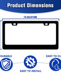 Diagram showing dimensions of Stainless Steel License Plate Frame With Colorful Butterfly Flowers Design 6x12 Inch Universal 2 Hole Mount With Screws Car Plate Holder For US Cars Easy Install And Durable Finish