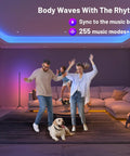 Smart RGB LED Floor Lamp With App And Remote Control, 49 Inch Corner Light in living room syncing with music beats