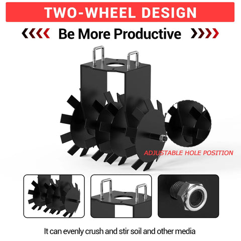 32 Inch Heavy Duty Disc Plow Harrow With Universal 2 Inch Hitch for ATV UTV - two-wheel adjustable design