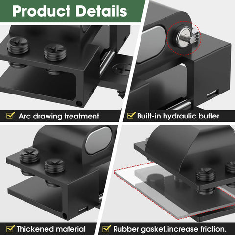 Heavy Duty 304 Stainless Steel Glass Cabinet Door Hinges For 5 To 8 mm Panes Slick Black Finish, featuring hydraulic buffer and thickened material.