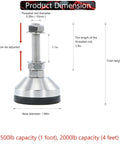 Heavy Duty Stainless Steel Adjustable Leveling Feet With 2000 Lb Capacity And M10 Thread Base For Shelving And Machinery Built Tough For The Daily Grind Real Deal dimensions diagram showing height and base measurements.