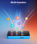 64GB 2.4 Inch Full Touch MP3 Player With Bluetooth 5.3 showcasing app icons and multifunction features on glowing screen.