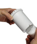 Hands holding PH002 Alkaline Water Filter Cartridge for Pitchers and Ultrafiltration Systems Replacement Filter 264 Gallons