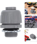 Heavy Duty Flexible Conduit Connectors NPT Three Quarter Inch PVC Pipe Couplers 5 Pack close-up view showing grey PVC material and threaded design.