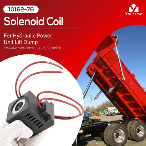 12V DC Solenoid Coil 22W With Dual Wire Leads For Hydraulic Power Units And Lift Dump Equipment, Fits Valve Stem Series 10 12 16 38 58, Great For Bale Spikes, Dump Trailers, Snow Plows, Auto Hoists And Lifts.