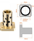 Pro Grade Sleeve Bearings With Square Flanged Heads Featuring Hassle Free Self Lubricating Graphite Bushings 12mm Bore And 18mm OD Plus 35mm Length with dimensions displayed.