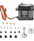 Hella Smooth 35Kg Aluminum Alloy RC Servo Featuring Kickass Metal Gears with attachment screws and hardware parts.
