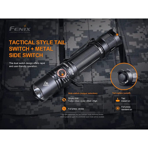 PD35 V3.0 Rechargeable Tactical Flashlight 1700 Lumens EDC With Organizer Black, A Beast For Duty And Outdoors, USB C Rechargeable, Compact Yet Powerful, Long Battery Life For Emergencies