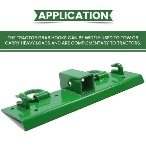 Tractor Grab Hooks 4.96 Inch Wide By 21.93 Inch Long Bolt On For John Deere Tractors 2 Inch Receiver Heavy Duty Steel Hook Mounts