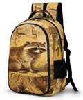 Raccoon Printed Unisex Backpack With Large Capacity, Durable Polyester Daypack featuring a detailed raccoon design on the front