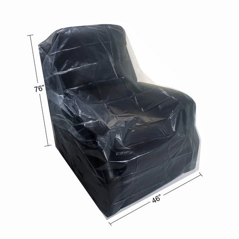 Clear Heavy Duty Chair Covers Set Of 2 Made From 2 Mil Polyethylene To Keep Your Chairs Clean From Dust Dirt And Spills During Transit Water Resistant And Tear Resistant Slip Over For Quick Protection on black chair with dimensions 46x76 inches