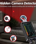 Hidden Camera Detector And Bug Spy Scanner with sensitivity RF wireless detection in a bedroom setting.