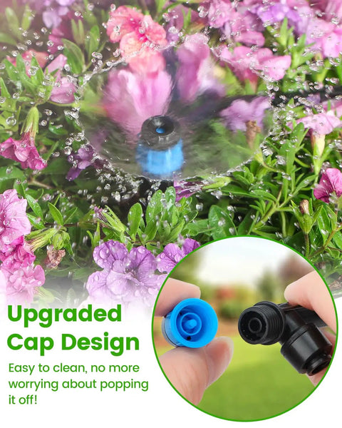 36 Pack Quick Connect Drip Irrigation Emitters With Adjustable 360 Degree Sprinklers watering garden plants