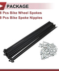 38 Pack 13G Bicycle Spokes 205mm Black Carbon Steel Wheel Spokes For Replacement And Wheel Truing Built Heavy Duty 2.2mm Diameter 4.5mm Elbow 13G Nipples Ride Ready For Road And MTB with spoke nipples