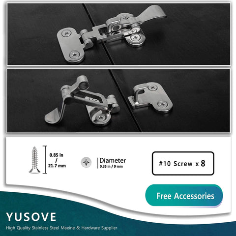 Close-up of 316 Stainless Steel Boat No-Rattle Locking Latch, Hold-Down Clamp for marine hatch hardware and cabinets.