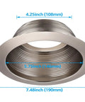 6 Inch Integrated Can Light Trim One Piece Baffle In Full Metal, Fits Halo Juno Remodel Recessed Cans, Satin Nickel Finish with dimensions