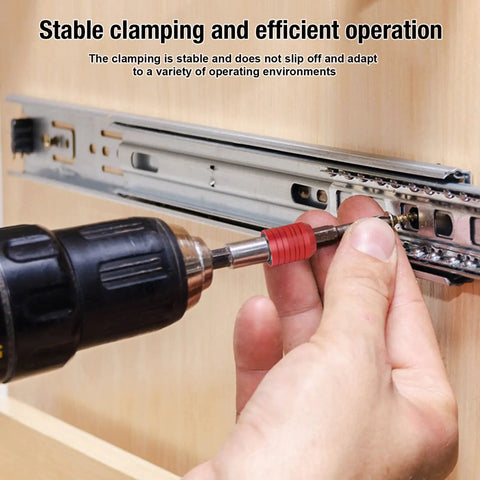 Drill Bit Extension Set 4 Pcs Magnetic Bit Holder Bar Chuck Adapter Extender Heavy Duty One Quarter Inch Hex Quick Release in use