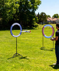Drone Obstacle Course Kit For Racing Practice With Satin Fabric Hoops 40 To 150 Cm Rings in outdoor field setup