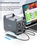 M.2 enclosure expansion for 10Gbps speed, portable with multiple ports, enhancing data processing efficiency.