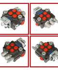 Beefed Up Two Spool Hydraulic Directional Control Valve With 11 GPM Flow, BSPP Ports, 3600 PSI Adjustable Relief, lever handle.