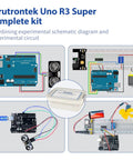 Awesome All In One UNO R3 Arduino Starter Kit With Tutorial For Teens And Adults, 65 Module Types And 200 Plus Components, IDE Compatible STEM Robotics Coding Kit For Hands On Projects Plug And Play showing UNO R3 kit circuits and sensors
