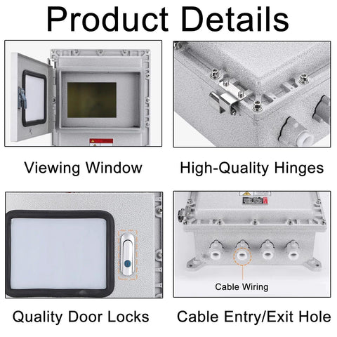 Rugged Explosion Proof Electrical Box For Outdoor Use Weatherproof Aluminum Alloy Junction Box with viewing window and cable wiring features
