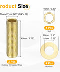 Brass Lamp Repair Hardware Kit 2 Pack With 1.77 Inch Brass Pipes 45mm One Quarter Inch NPT Nipples Lock Nuts And Washers