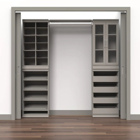 Total Game Changer Modular Closet Organizer With Four Adjustable Angled Shoe Shelves And Slick Taupe Finish For Seamless Stacked Storage Setup Hardware Included