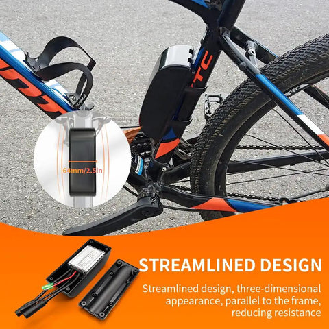 Rock Solid Plastic E Bike Controller Box Built For No Sweat Electric Motor Upgrades mounted on small mountain bike frame.