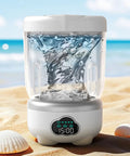 Mini Portable Washing Machine for Socks and Undies 1.6L Cordless USB Rechargeable Battery Operated on sandy beach