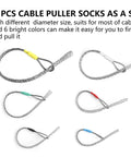 Pro 6 Pc Cable Puller Socks Set With Stainless Steel Eye Grips For Electricians, six color-coded socks for cables 4 to 25mm.