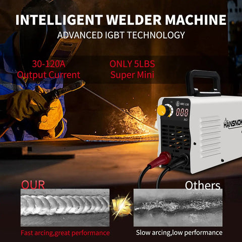 130A Mini Stick Welder 110V Arc Welding Inverter With Hot Start And Anti Stick, ultra lightweight 5 lb welder for beginners