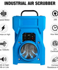 Front view of Beast Heavy Duty 1000 CFM Portable Industrial Air Purifier with True HEPA filter, 1 HP motor, 2 speed handle.