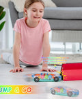 Child playing with a Light Up Transparent Car Toy For Kids That Totally Sparks Sensory Play With Colorful Moving Gears Self Propelled Moving Music And Educational Fun Ideal Birthday Gift Idea For Boys And Girls