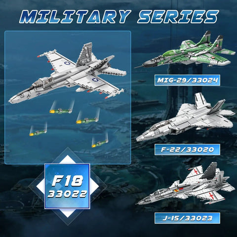 F-18 Hornet Fighter Jet Building Set With 1,387 Pieces Display Stand Movable Wings Retractable Landing Gear Openable Cockpit