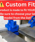 Kickass Adjustable Dust Collection Rig For Split Bed Wood Lathes With Tight Four Inch Hose Hookup and Three Way Flex Brackets shown fitted on lathe.