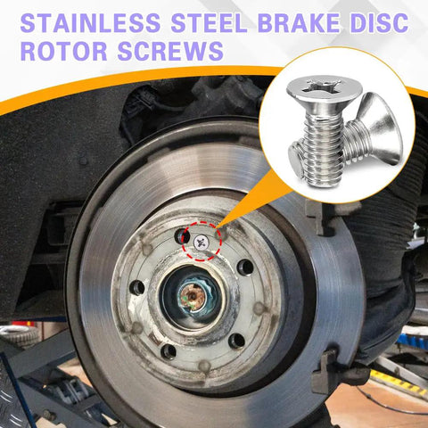 Heavy Duty Stainless Steel Brake Disc Rotor Screws 4 Pack Fits Honda Civic Accord CRV shown securing brake rotor.