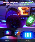 RGB LED Rock Lights Kit For Jeeps Trucks UTV RZR SUV Offroad Cars Waterproof IP68 160 SMD Underbody with bright LED comparison