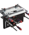 Dead On Mortise And Tenon Jig For Plunge Routers Slick Adjustable Woodworking Jig with clamping mechanisms for precise cuts.