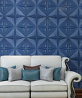 Navy Blue 3D PVC Wall Panel With Large Flower Petal Design Waterproof Fire Resistant Lightweight DIY Friendly