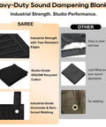 Heavy Duty Sound Dampening Acoustic Blankets 2 Pack 96 X 80 Inches 850 Gsm Solid Build detail of industrial strength features