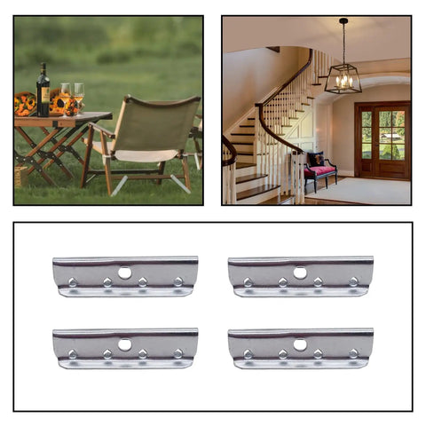 Durable Metal End Clips For Rubber Webbing Two Inch Long By Half Inch Wide Anti Rust Coated 30 Pack Replacement Upholstery Clips For Sofa And Furniture With Screws, showing four metal clips.
