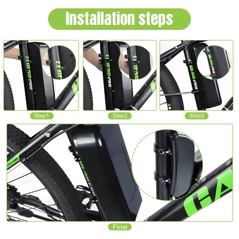 Installation steps for Heavy Duty Waterproof Ebike Controller Box And Sealed Electric Scooter Case on a bike frame.
