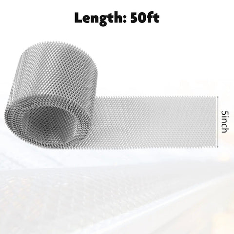 5 Inch Gutter Guard Roll With Gloves Bundle For Gutters, Aluminum Leaf Filter Protection, 50 Feet Long, Rustproof Heavy Duty Debris Shield