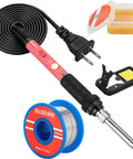 60W 110V Soldering Iron Kit With Ceramic Heater, 10 In 1 Adjustable Temperature Tool showing soldering pen, wire, and accessories.
