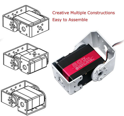 80Kg High Torque Servo Motor With Steel Gear Waterproof Digital Steering shown with mounting brackets for robotics