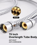 79 inch hose for LED Temperature Display Handheld Shower Head With Water Powered Fahrenheit Readout No Battery Needed